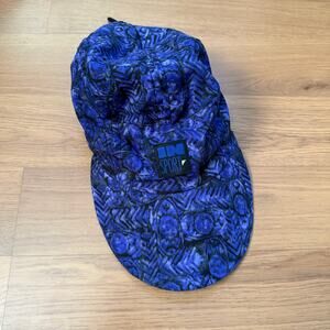 Vintage 90's In Sport Blue Black Abstract Print Adjustable Athletic Cap Hat VTG